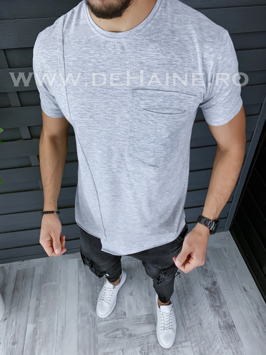 Tricou barbati gri PREMIUM slim fit ZR B1123 P6-3